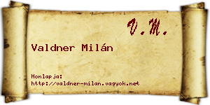 Valdner Milán névjegykártya